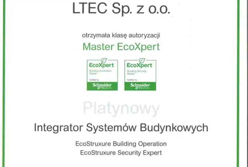 SPIE LTEC Technologie Platynowym Integratorem Systemów Budynkowych Schneider Electric